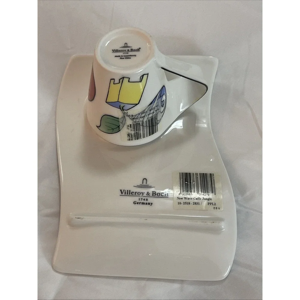 Vtg Villeroy &‎ Boch New Wave Caffe Jungle Coffee Cup & Saucer Porcelain Germany